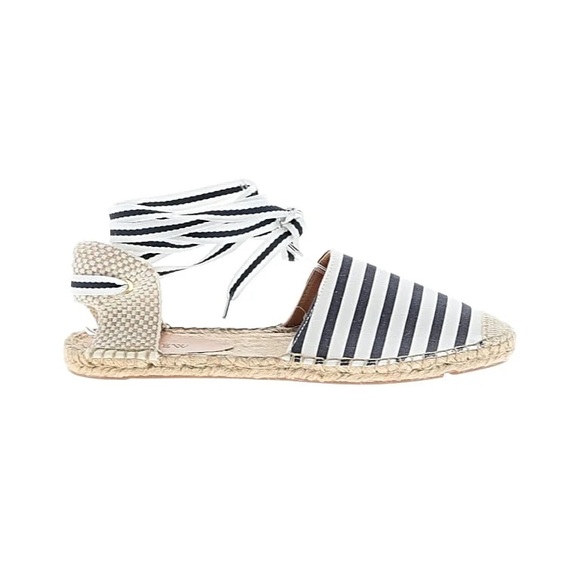 J. Crew d'Orsay Lace-Up Espadrille Flats Navy & White Stripes New Size 7.5 - Picture 3 of 8